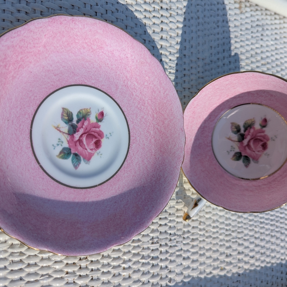 PARAGON Double Warrent Tea Cup With A Floating Pink Cabbage Rose - Picture 3 of 12